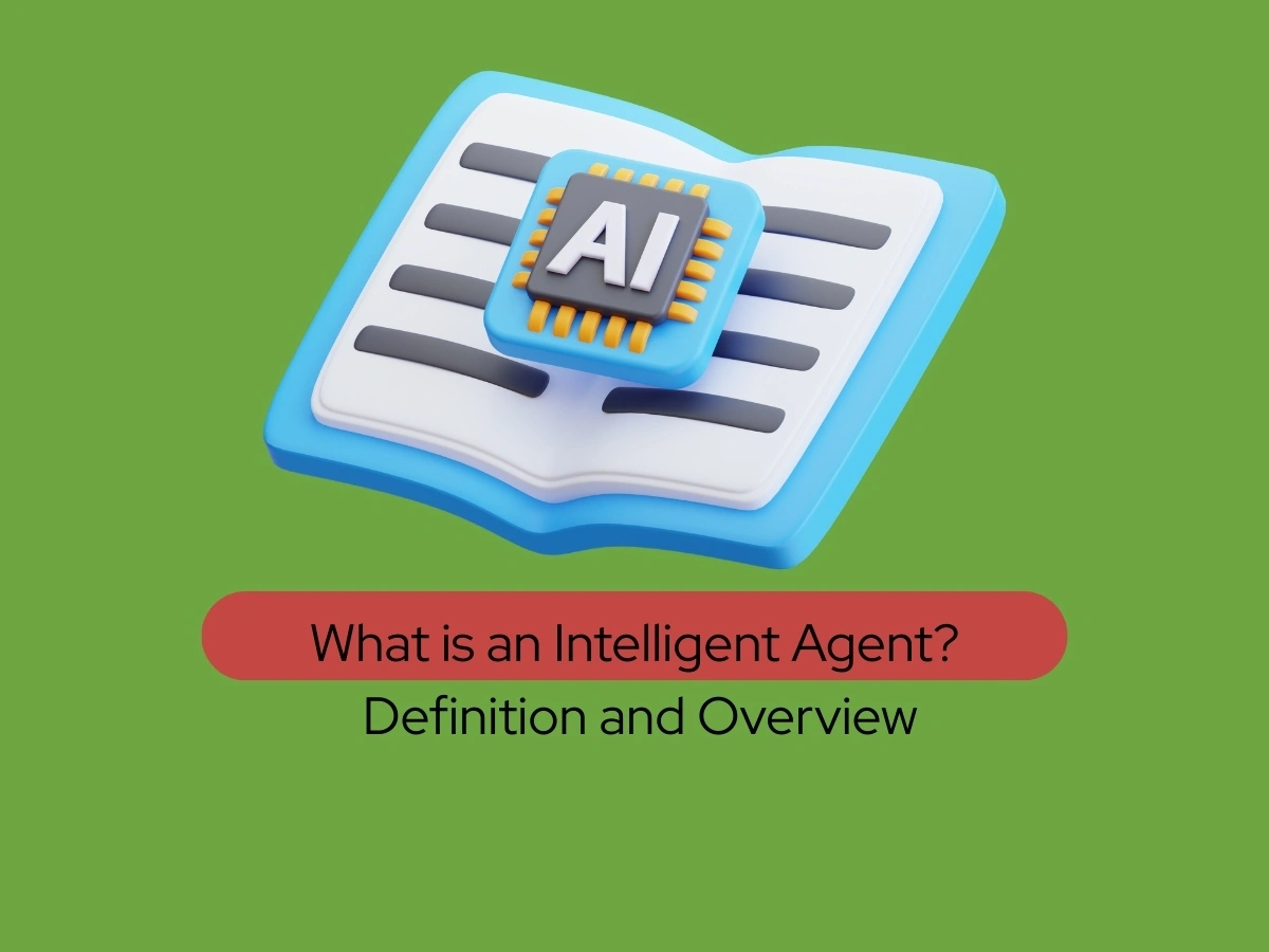 an open book with an AI chip on top, illustrating the definition and overview of an Intelligent Agent.