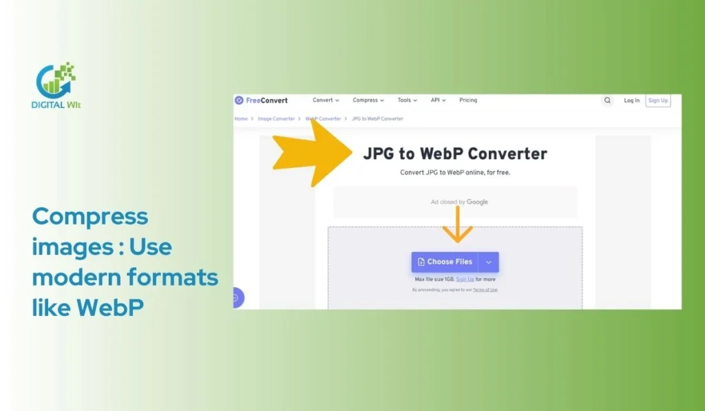 Compress images using modern WebP format