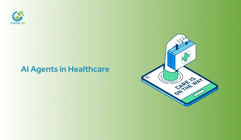 An illustration of a smartphone with a hand emerging to provide a medical kit, symbolizing digital AI healthcare access in Bangladesh.